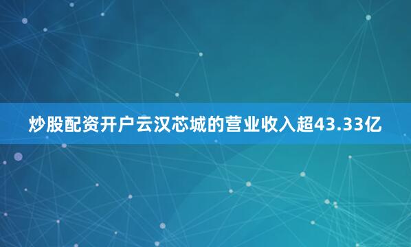 炒股配资开户云汉芯城的营业收入超43.33亿